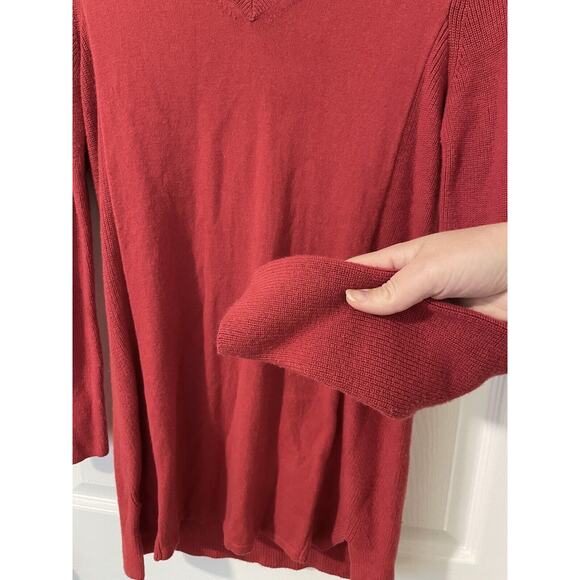 J Jill Size XS Sweater Red Long Sleeve Tunic Length Cotton Blend - Picture 3 of 7